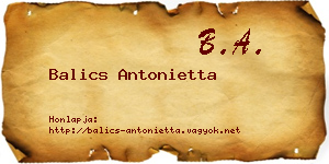 Balics Antonietta névjegykártya